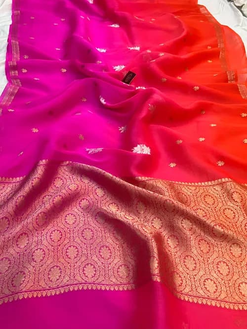 Himalayan Crimson Silk Banarasi Saree